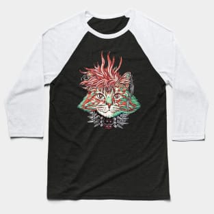 Fluffy Punk Cat Baseball T-Shirt